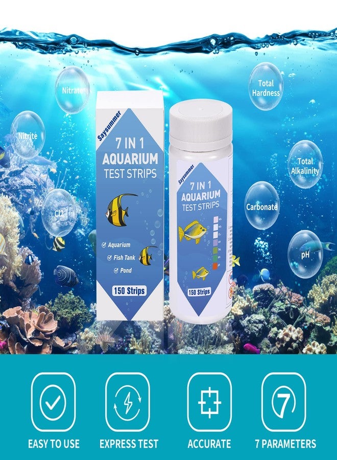 SaySummer Aquarium Test Strips for Fish Tank: 7-Way 150 Strips Aquarium Water Test Kit Freshwater Testing pH Nitrate - Image 2